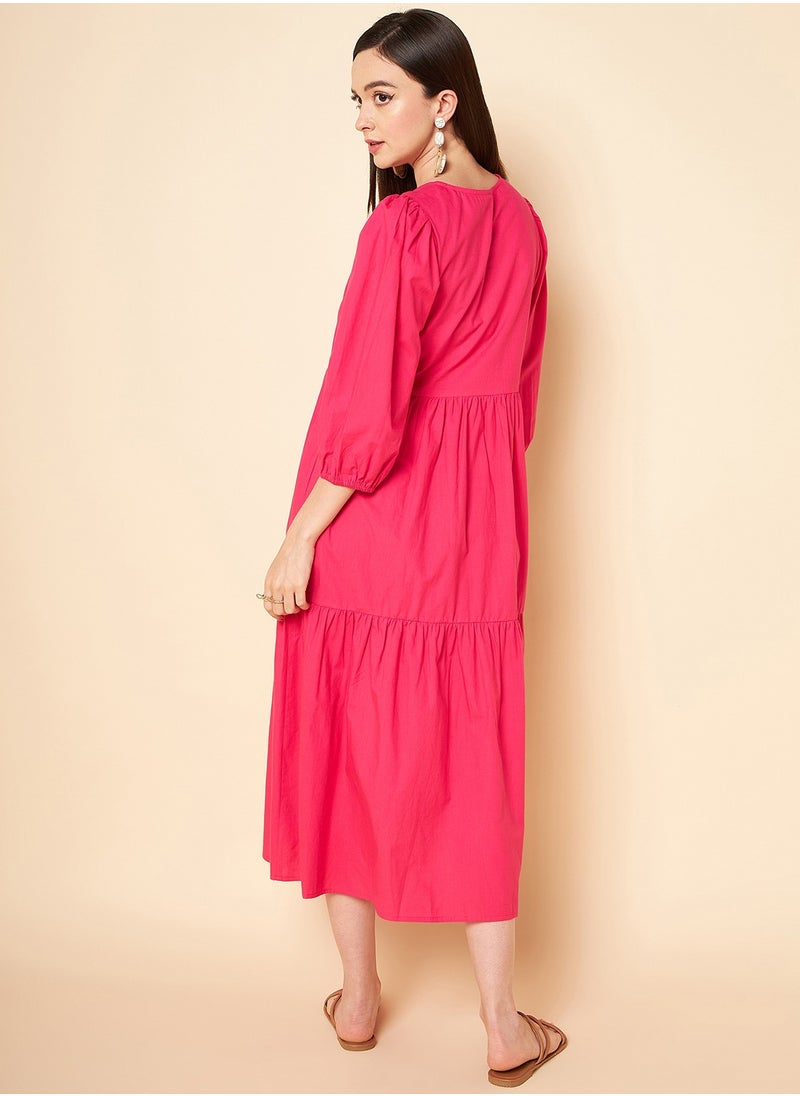 HIGH STAR - Women Magenta Dress - Image 1