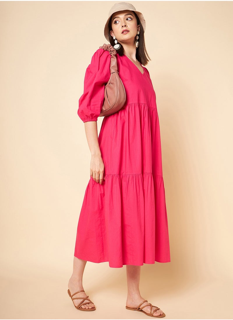HIGH STAR - Women Magenta Dress - Image 1