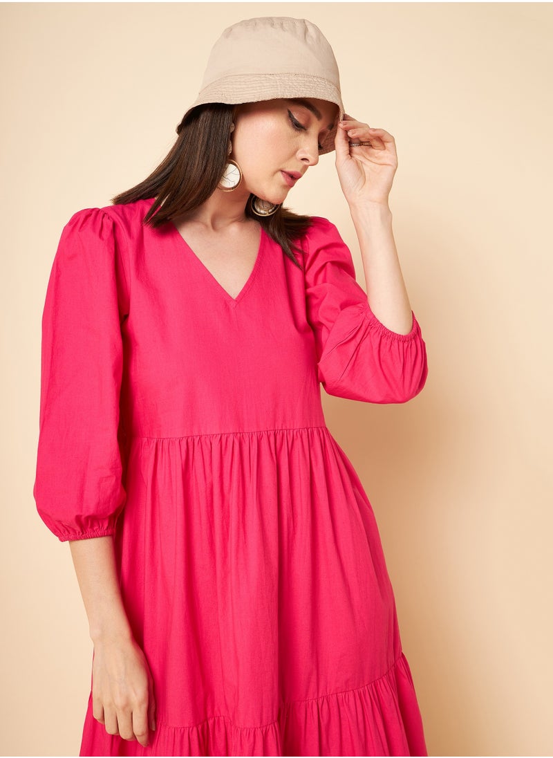 HIGH STAR - Women Magenta Dress - Image 1