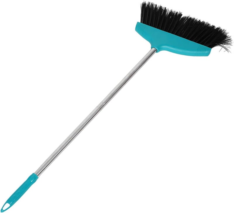 Soft Bristle Broom with Long Handle Plastic Floor Cleaning Broom for Home and Garage in Green for Indoor and Outdoor Use - Image 1