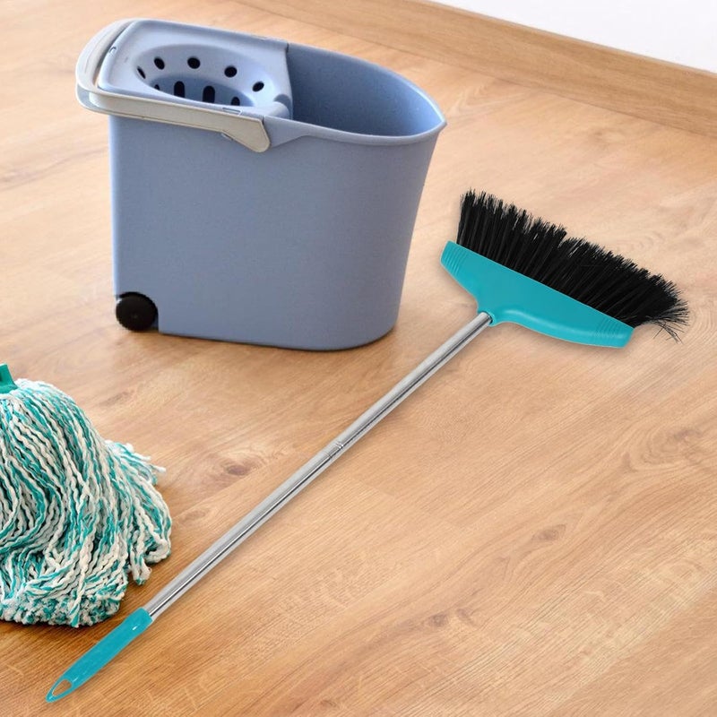 Soft Bristle Broom with Long Handle Plastic Floor Cleaning Broom for Home and Garage in Green for Indoor and Outdoor Use - Image 4