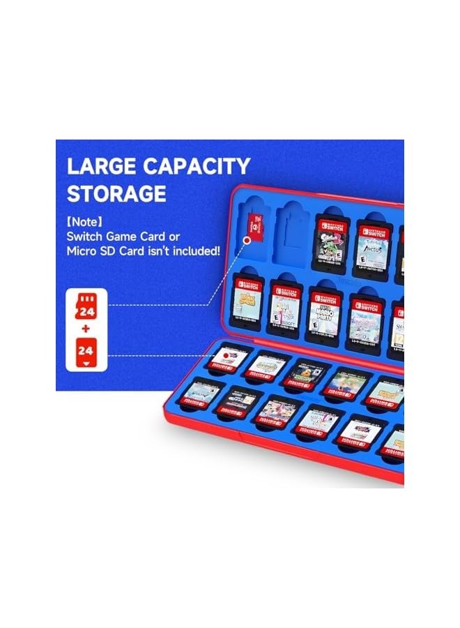 PROMASS 24-Slot Switch Game Card Case, Portable Nintendo Switch Game Card Holder with 24 Game Card Slots & 24 Micro SD Card Slots, Compatible with Lite/OLED/NS Games - Mario Overalls - Image 2