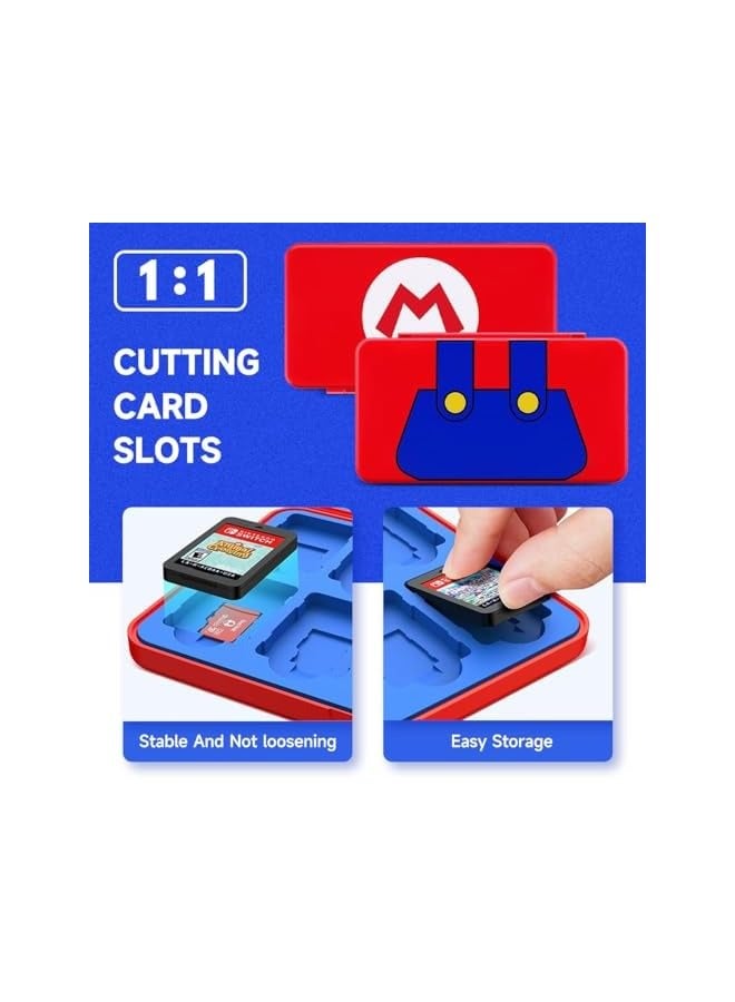 PROMASS 24-Slot Switch Game Card Case, Portable Nintendo Switch Game Card Holder with 24 Game Card Slots & 24 Micro SD Card Slots, Compatible with Lite/OLED/NS Games - Mario Overalls - Image 3