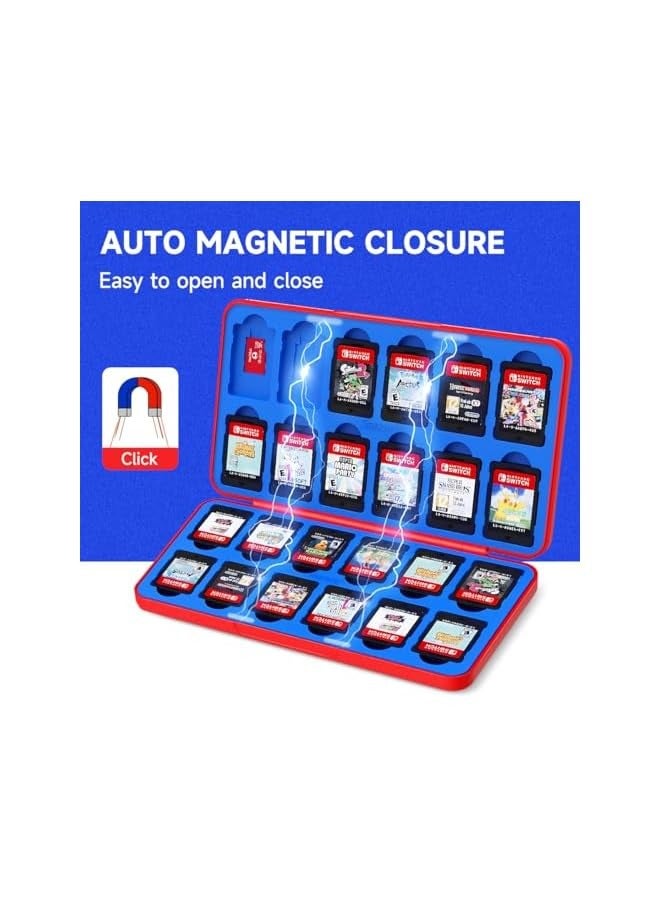 PROMASS 24-Slot Switch Game Card Case, Portable Nintendo Switch Game Card Holder with 24 Game Card Slots & 24 Micro SD Card Slots, Compatible with Lite/OLED/NS Games - Mario Overalls - Image 4