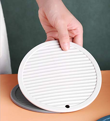 KITOOL 4 PCs of Round Silicone Heat Insulation pad, Thickened Dining Table mat, Coaster, Casserole mat, Non-Slip mat, Anti-Scald mat, high Temperature Resistance 6 in (Pack - 4 White) - Image 2