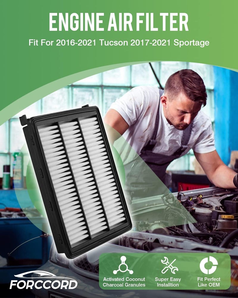 Forccord Engine Air Filter Replacement for 2016-2021 Tucson and 2017-2021 Sportage - Image 2