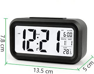 Aider Digital Alarm Clock for Students Calendar Snooze with Automatic Sensor Light Smart Battery Operated Date and Temperature Loud Study Table Watch Home and Office Black - Image 4