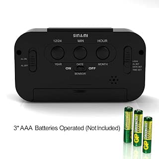 Aider Digital Alarm Clock for Students Calendar Snooze with Automatic Sensor Light Smart Battery Operated Date and Temperature Loud Study Table Watch Home and Office Black - Image 5