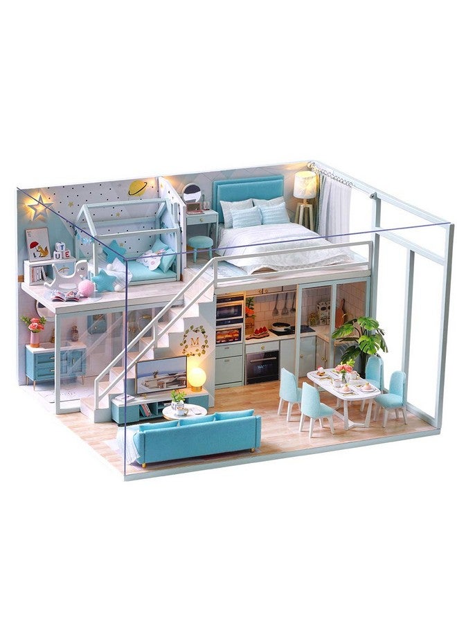 Fsolis DIY Dollhouse Miniature Kit with Furniture, 3D Wooden Miniature House with Dust Cover and Music Movement, Miniature Dolls House kit (L28) - Image 1