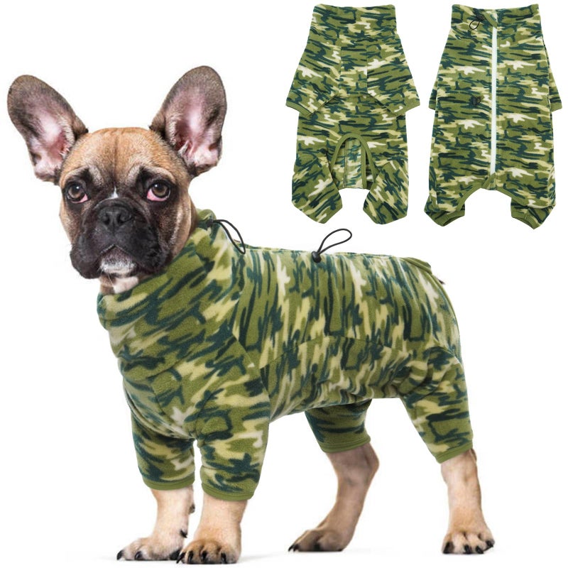 ROZKITCH Dog Long Sleeve Pajamas, Pet Windproof Warm Cold Weather Jacket Vest with Luminous Zipper, Jumpsuit Apparel Outfit Clothes for Small Medium Large Dog Camo 2XL - Image 1