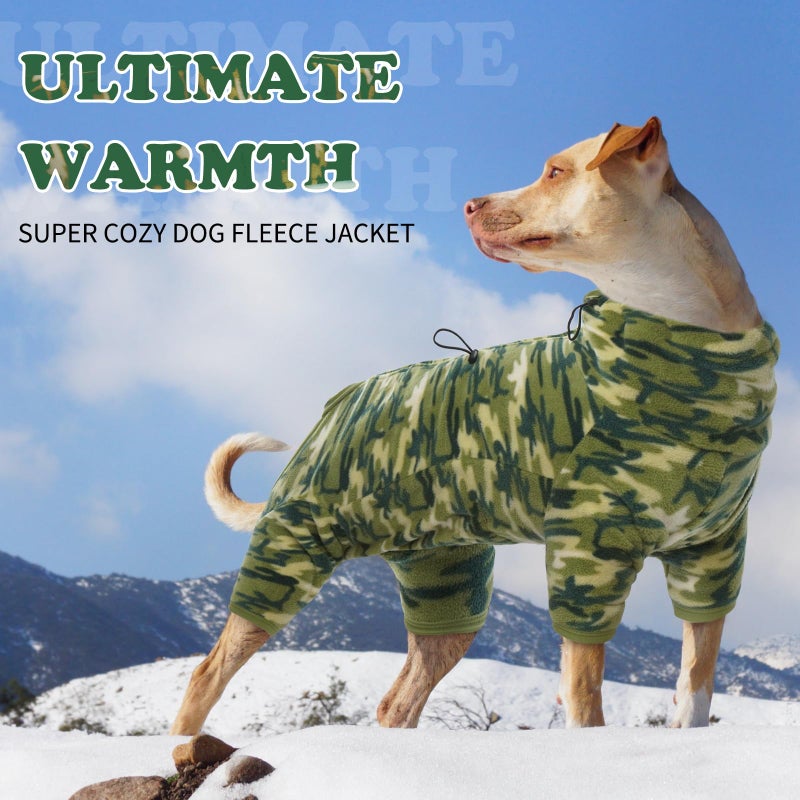 ROZKITCH Dog Long Sleeve Pajamas, Pet Windproof Warm Cold Weather Jacket Vest with Luminous Zipper, Jumpsuit Apparel Outfit Clothes for Small Medium Large Dog Camo 2XL - Image 4