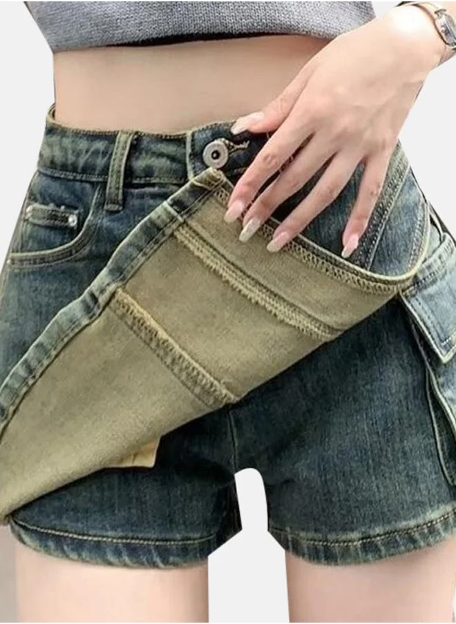 يونيكي Blue A-Line Mini Denim Skirts