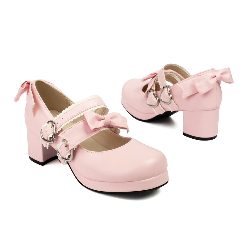 Early Spring Cosplay Lolita Women'S Shoes 40-48 Plus Size Bow Shallow Buckle Shoes - Image 1