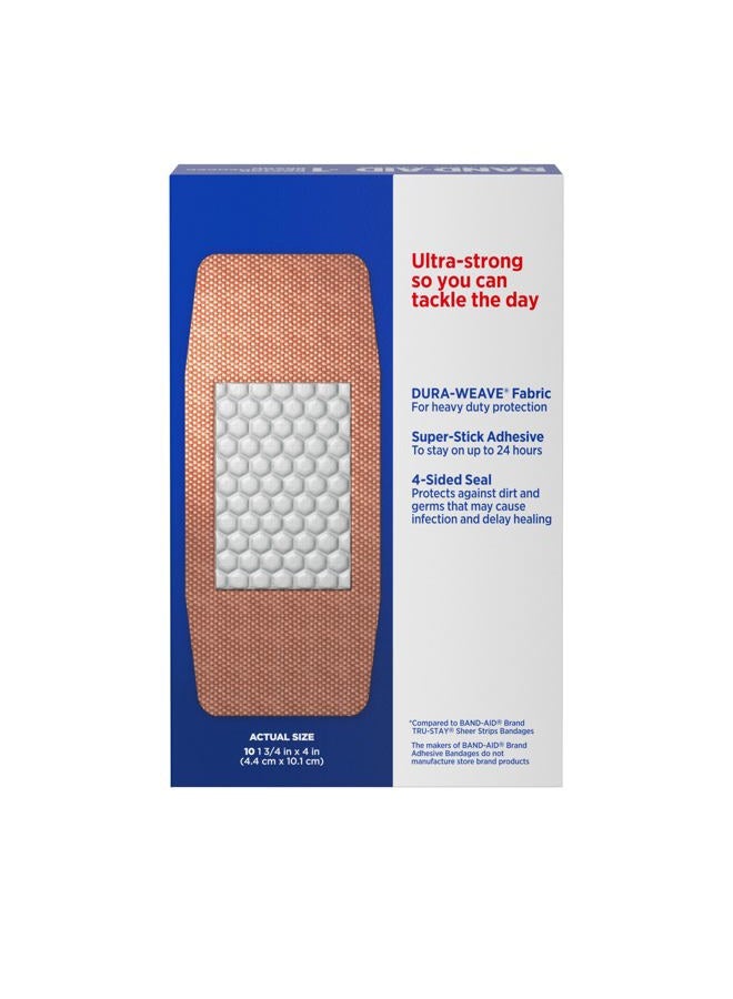 Band-Aid لصقات لاصقة من علامة تجارية Tough Strips للعناية بالجروح، حماية متينة للجروح والخدوش الطفيفة، حجم كبير جداً، 10 قطع - Image 5