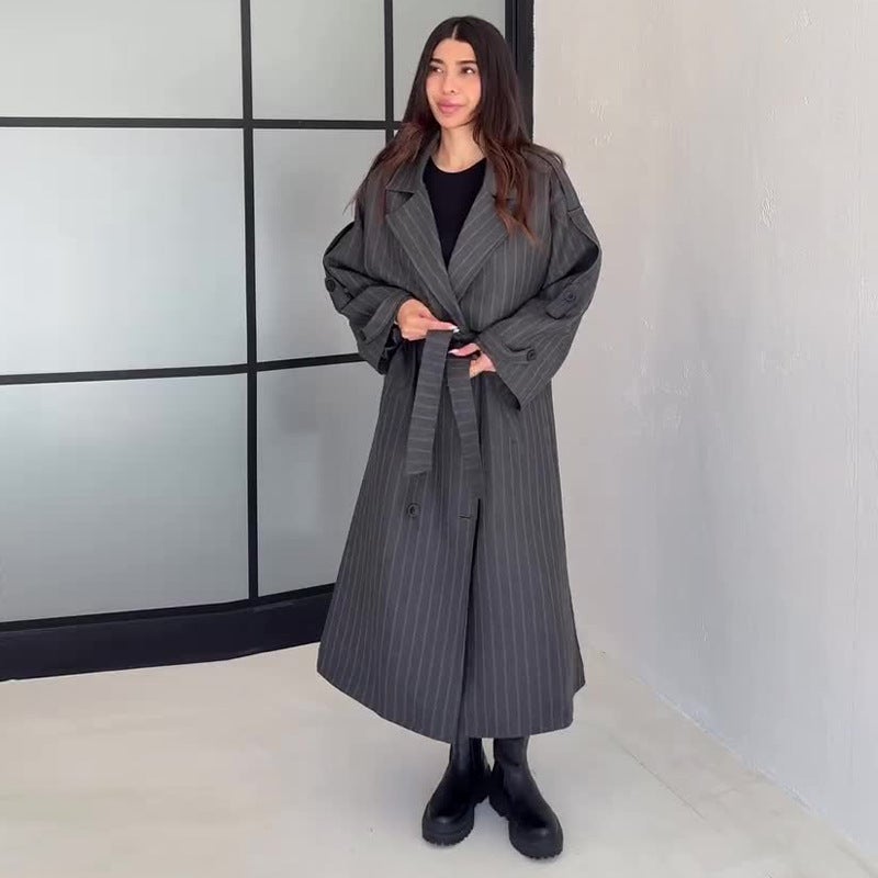 2025 Autumn Takeaway Clothing New Fashion Temperament Strap Loose Long Windbreaker - Image 4