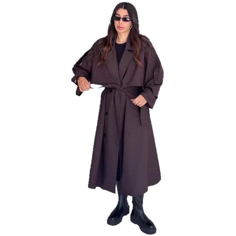 2025 Autumn Takeaway Clothing New Fashion Temperament Strap Loose Long Windbreaker - Image 5