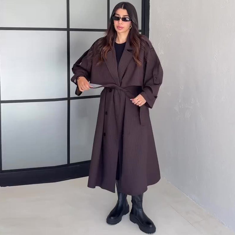 2025 Autumn Takeaway Clothing New Fashion Temperament Strap Loose Long Windbreaker - Image 2