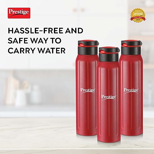 Prestige PSSB 05 SS Single Walled Stainless Steel Water Bottle 900ml, Red-Pack of 1 - Image 2