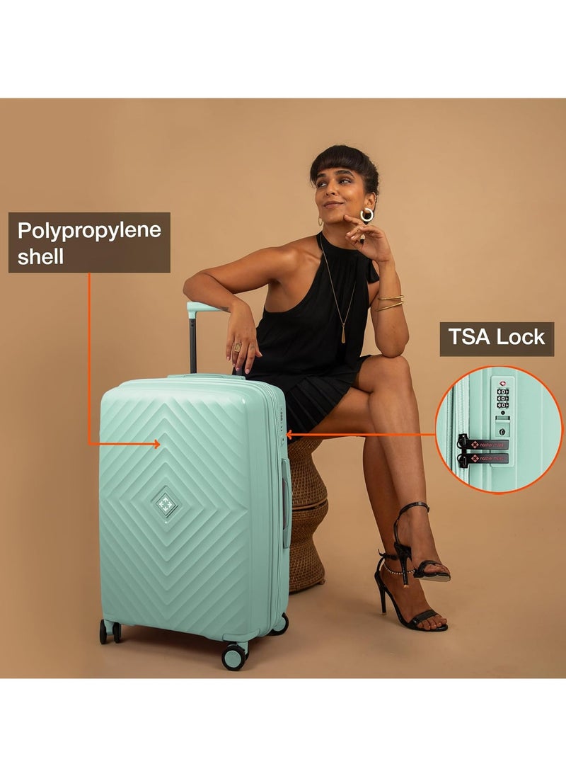 nasher miles Nasher Miles Antwerp Hard-Sided Polypropylene Check-in Luggage 28 inch | 75cm TSA Lock 8 Wheels & Expander Large Trolley Bag for Travel | Suitcase (Pastel Green)  - Image 3