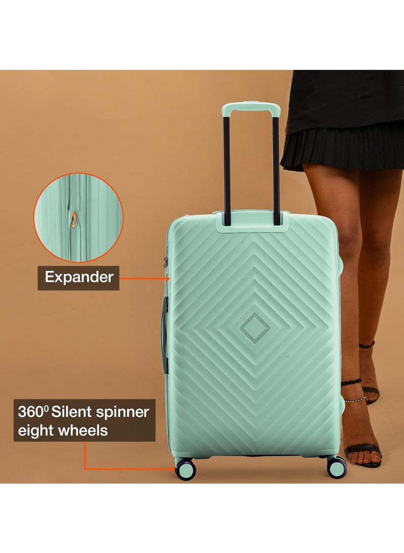 nasher miles Nasher Miles Antwerp Hard-Sided Polypropylene Check-in Luggage 28 inch | 75cm TSA Lock 8 Wheels & Expander Large Trolley Bag for Travel | Suitcase (Pastel Green)  - Image 4