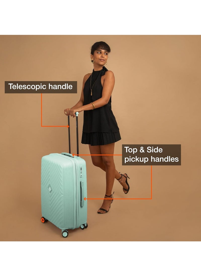 nasher miles Nasher Miles Antwerp Hard-Sided Polypropylene Check-in Luggage 28 inch | 75cm TSA Lock 8 Wheels & Expander Large Trolley Bag for Travel | Suitcase (Pastel Green)  - Image 5