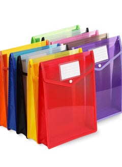 Y&D Plastic File Folders Envelope, 10 Pieces Expanding Wallet Organizer Documents Folder with Snap Closure and Pocket, A4 Size Waterproof Transparent Pouch for School  - Image 1
