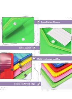 Y&D Plastic File Folders Envelope, 10 Pieces Expanding Wallet Organizer Documents Folder with Snap Closure and Pocket, A4 Size Waterproof Transparent Pouch for School  - Image 2