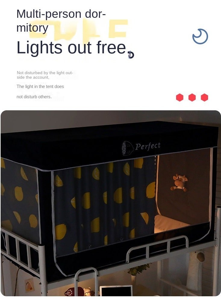 Y&D Blackout Upper Berth Bunk Bed Curtains Dormitory Room Lightproof Decorative Roommate Privacy Cover Canopy Photo Background Decor Backdrop Blackout Curtain 6 Panels with a Top - Image 2