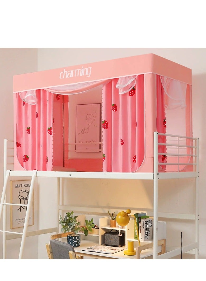 Y&D Blackout Upper Berth Bunk Bed Curtains Dormitory Room Lightproof Decorative Roommate Privacy Cover Canopy Photo Background Decor Backdrop Blackout Curtain 6 Panels with a Top - Image 1