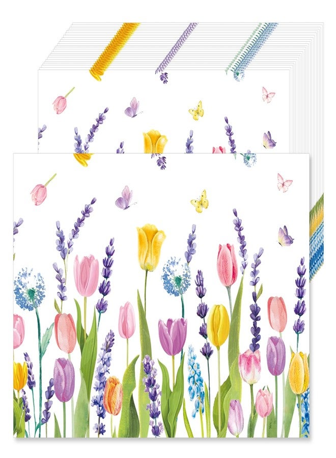 KOPOOEOE 50 Pcs Colorful Tulips Paper Placemats, 11x16 Inch Floral Disposable Placemats Spring Summer Flowers Table Mats for Wedding Birthday Home Party Table Settings Supplies - Image 1