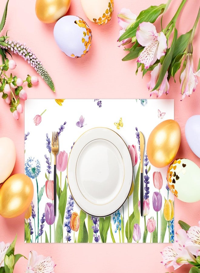 KOPOOEOE 50 Pcs Colorful Tulips Paper Placemats, 11x16 Inch Floral Disposable Placemats Spring Summer Flowers Table Mats for Wedding Birthday Home Party Table Settings Supplies - Image 4