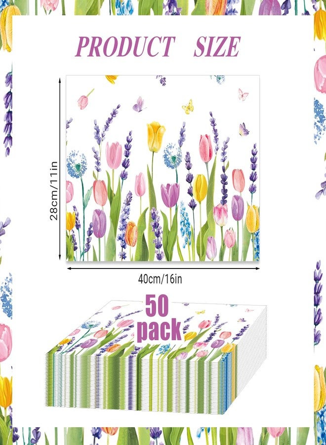 KOPOOEOE 50 Pcs Colorful Tulips Paper Placemats, 11x16 Inch Floral Disposable Placemats Spring Summer Flowers Table Mats for Wedding Birthday Home Party Table Settings Supplies - Image 2