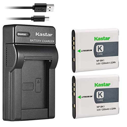 Kastar شاحن USB رفيع من كاستار لبطاريات سوني NP-BK1 وكاميرات سايبر شوت DSC-W180 إلى W980، وويببي MHS-CM1 وPM1 إلى PM5، وبلوجي MHS-CM5 - Image 1