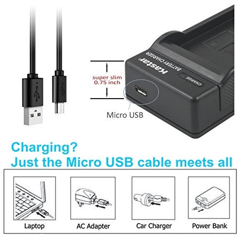 Kastar شاحن USB رفيع من كاستار لبطاريات سوني NP-BK1 وكاميرات سايبر شوت DSC-W180 إلى W980، وويببي MHS-CM1 وPM1 إلى PM5، وبلوجي MHS-CM5 - Image 2