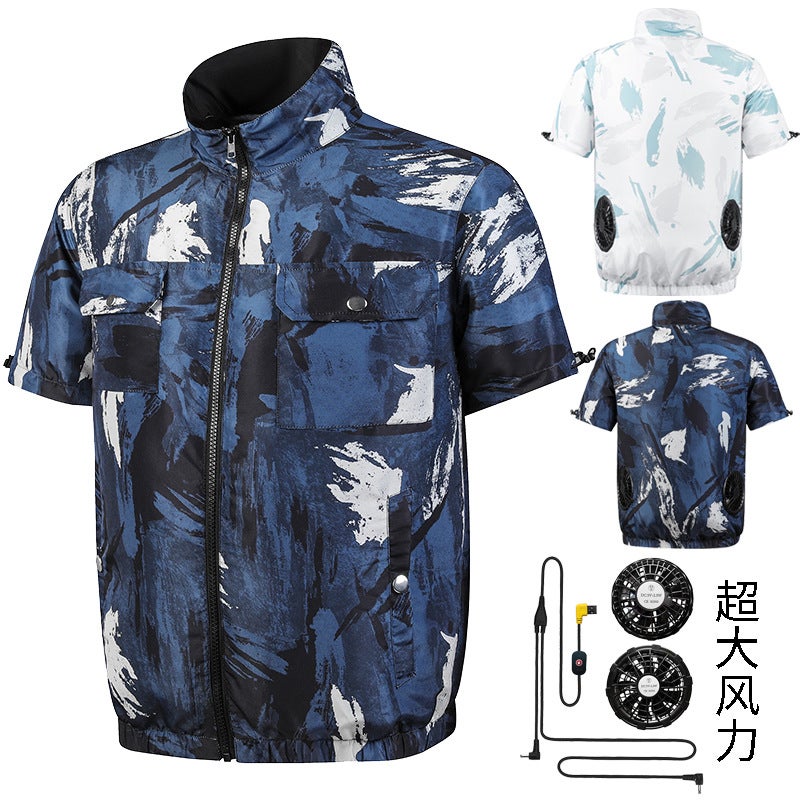 Fan Clothing Air Conditioning Horse Clip Half Sleeve Tooling Sunscreen Cooling Workshop Site Labor Protection Overalls - Image 2