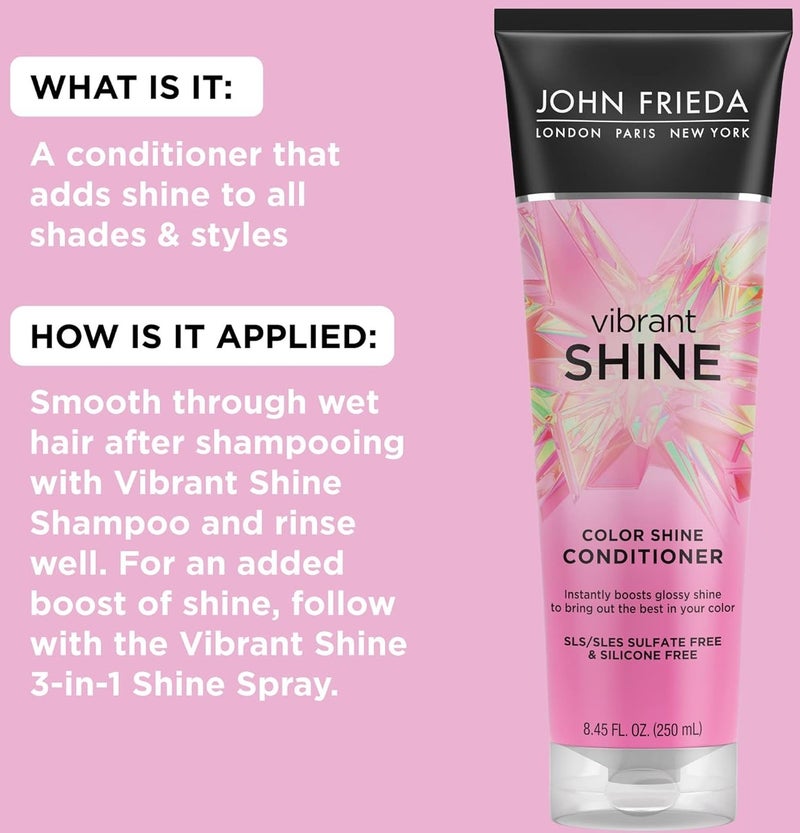 John Frieda Vibrant Shine Color Shine Conditioner SLS/SLES Sulfate Free and Silicone Free 250ML - Image 2