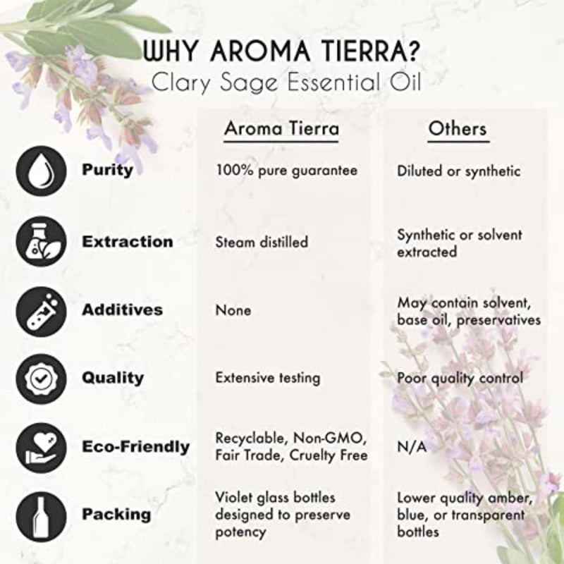 For diffuser and aromatherapy: organic clary sage essential oil, 10ml, pure natural herbaceous floral oil, calming scent, supports relaxation and women's wellness - Image 3
