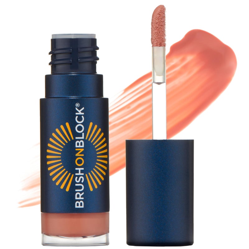 Brush On Block Sun Shine Protective Lip Oil SPF 30, Mineral Protection from UVA/UVB & Blue Light, Hydrating, Cruelty-Free, Gluten-Free, & Vegan, Coral - Image 1