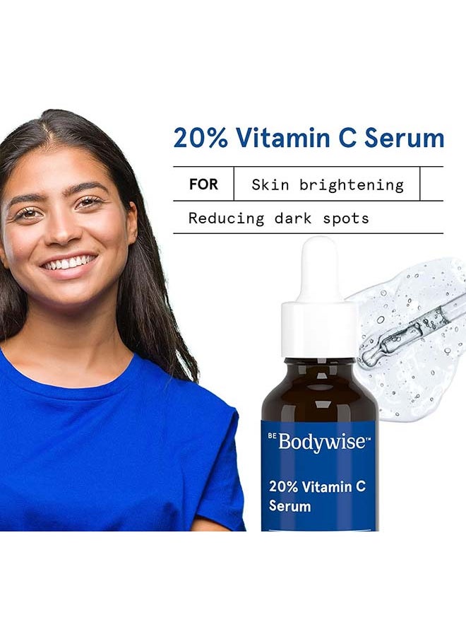 Be Bodywise - 20% Vitamin C Serum For Bright And Glowing Skin | Stable And Effective Skin Rejuvenation Serum With Pure Ethyl Ascorbic Acid And Witch Hazel - Image 1