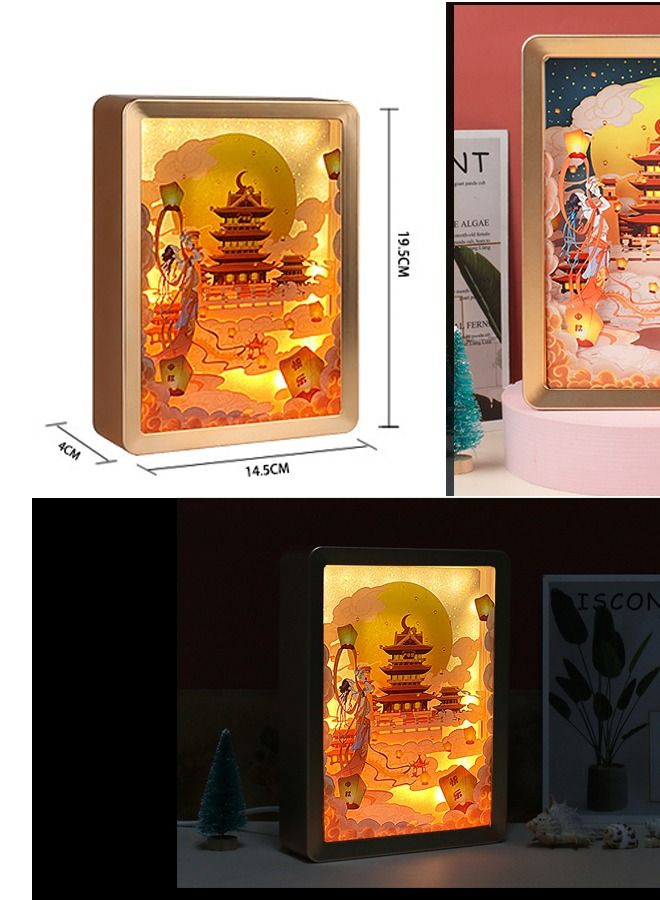 NIBEMINENT Festive Creative Home Photo Frame Bedside Ambient 3D DIY Paper Sculpture Gift Lamp  - Image 3