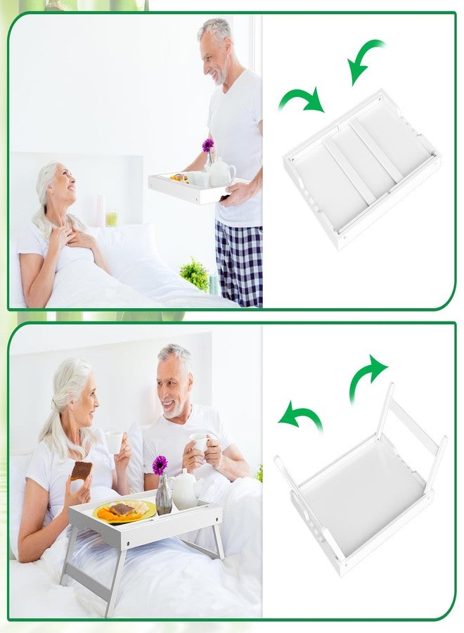 Artmeer Bed Tray Table with Handles Folding Legs Bamboo Breakfast Food Tray with Media Slot for Platters,Laptop Desk,Snack,TV Tray Kitchen Serving Tray - Image 4
