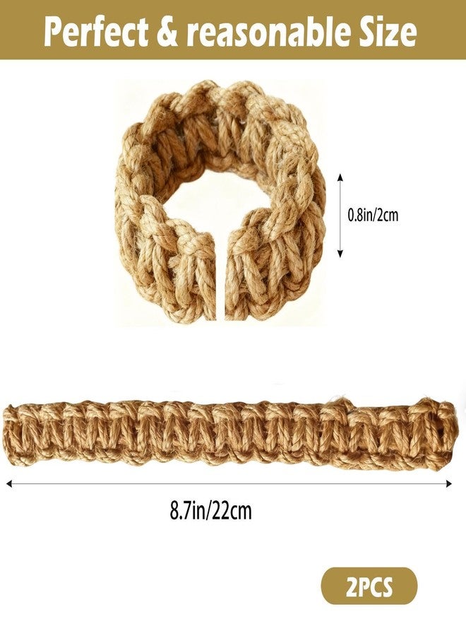 EOREA Braided Jute Curtain Tiebacks Set of 2, Rustic Curtain Tie Backs for Curtains, Decorative Drapery Holdbacks Bohemian and Farmhouse Style for Lightweight Sheer to Heavy Blackout Curtains (Brown) - Image 2