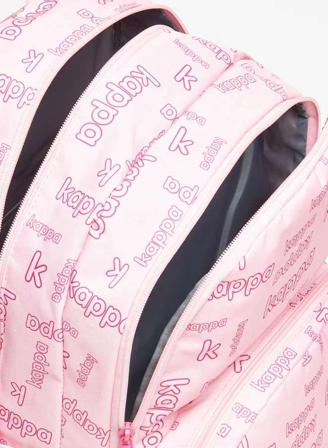 Kappa Logo Print Backpack with Adjustable Strap - 46x32x19 cm