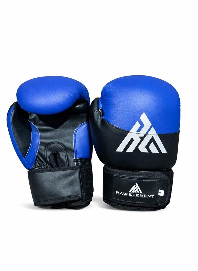 Raw Element Versatile Training & Sparring Gloves for Boxing, MMA, Muay Thai - Durable, Padded, with Wrist Wrap, Thumb Support & Grip Bar (Blue, 120Z) - Image 1