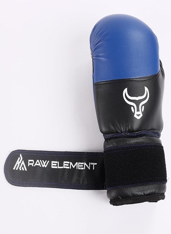 Raw Element Versatile Training & Sparring Gloves for Boxing, MMA, Muay Thai - Durable, Padded, with Wrist Wrap, Thumb Support & Grip Bar (Blue, 120Z) - Image 5