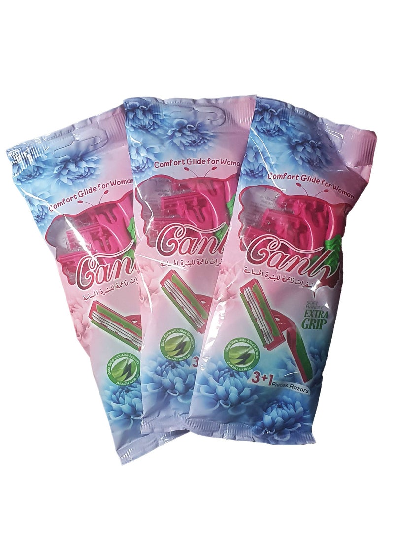 Canly Canly Women's Razor with Moving Head and Aloe Vera Gel Bar - 12 Pieces - Image 1