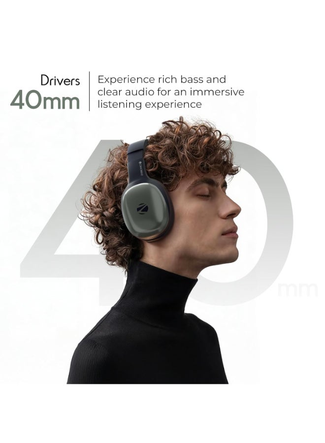ZEBRONICS Renewed - Thunder Pro (2026 Upgrade) Wireless Headphones, BT v6.0, Up to 60h Playback, Dual Pairing, 40mm Drivers, ENC, Gaming Mode, Deep Bass, AUX & microSD, Rapid Charging - Image 2