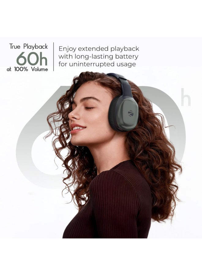 ZEBRONICS Renewed - Thunder Pro (2026 Upgrade) Wireless Headphones, BT v6.0, Up to 60h Playback, Dual Pairing, 40mm Drivers, ENC, Gaming Mode, Deep Bass, AUX & microSD, Rapid Charging - Image 3