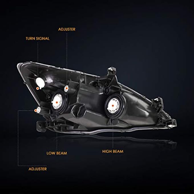 PM Performotor PmhlHacc0307OhBc Black HousingClear Corner Headlights Compatible With 0307 Honda Accord - Image 4