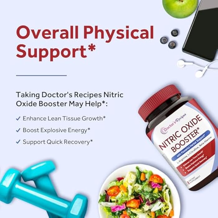Doctor's Recipes Nitric Oxide Booster, 1380 mg, L-Arginine, L-Citrulline, Beta-Alanine, Korean Ginseng Root, Beet Root, Black Pepper, Non-GMO, 60 Vegan Caps - Image 3